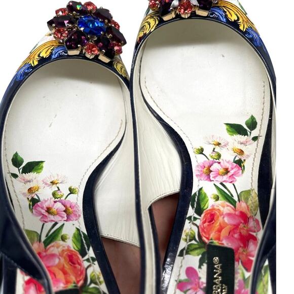 Dolce & Gabbana Multicolor Floral Crystal Embellished Slingback Pumps IT 39 - Picture 9 of 16